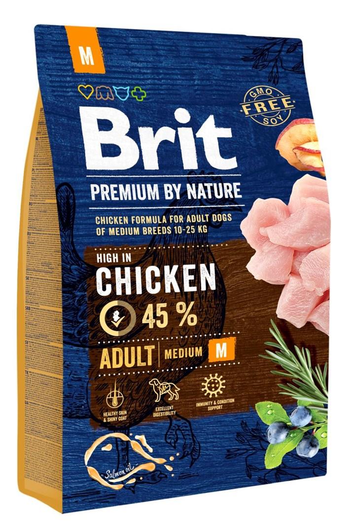 Hundefoder tørfoder Brit Premium by Nature Adult M Kylling – 8 kg billede