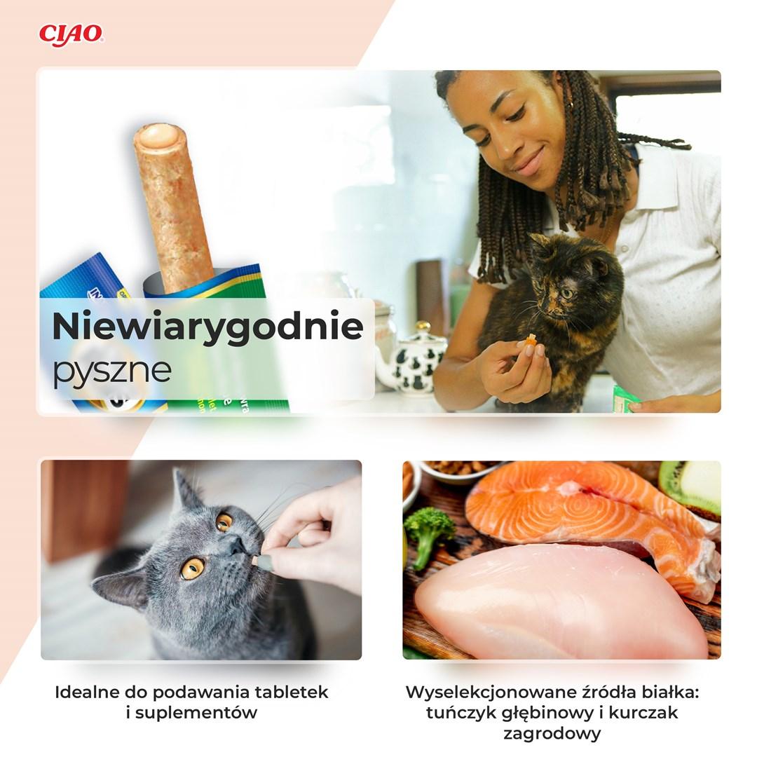 Kattegodbidder INABA Churu Rolls kylling omvikler tun med kammusling – 4×10 g
