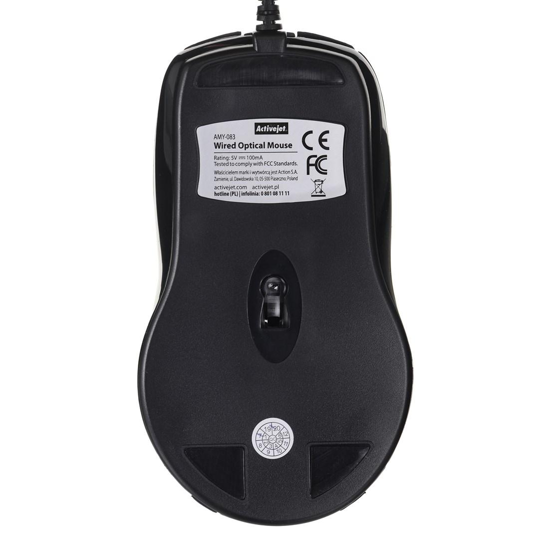 Computer mus Activejet AMY-083 kablet USB, optisk, 1000 DPI, sort