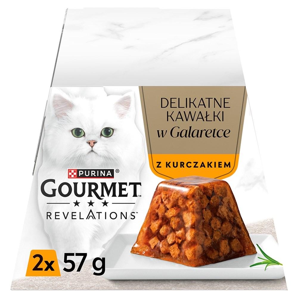Vådfoder til kat – Purina Gourmet Revelations, bidder i gelé med kylling, 2×57 g