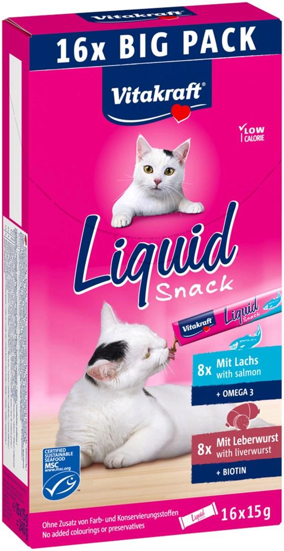 Kattegodbid - Vitakraft Liquid Snack lever og laks, 16×15 g billede