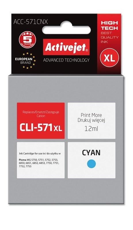 Blækpatron til Canon – Activejet ACC-571CNX CLI-571XL, cyan, 12 ml