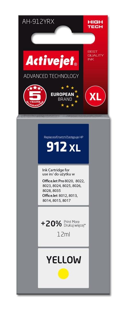 Blækpatron til printer – Activejet 912XL gul, Premium, kompatibel med HP (12 ml, 990 sider)