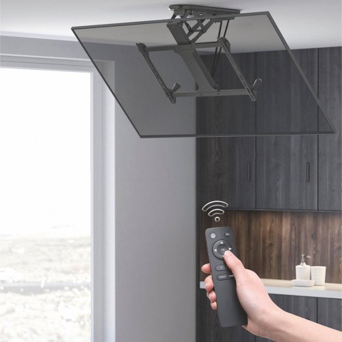 TV loftbeslag elektrisk – Maclean, TUYA, VESA 600x400, til skrå vægge/loft, fjernbetjening, 32"–70", 35 kg