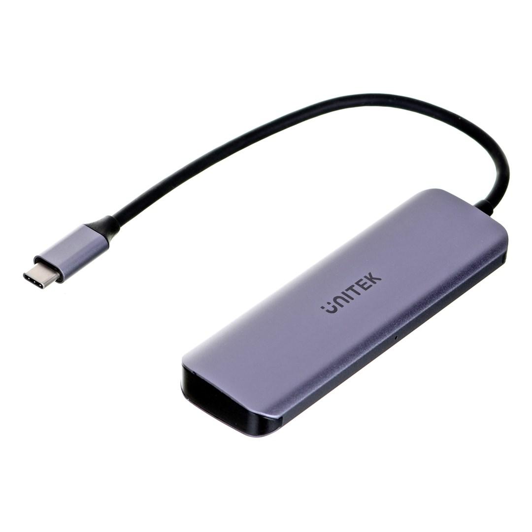USB‑hub UNITEK H1107A – 4x USB 3.2 Gen 1 Type‑A, grå billede