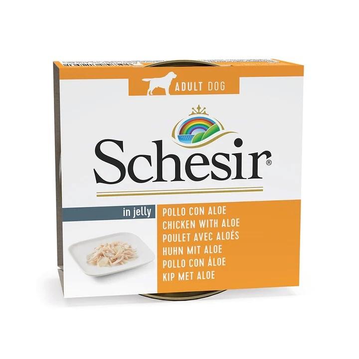 Hundefoder vådfoder Schesir i gelé – Kylling med aloe, 150 g