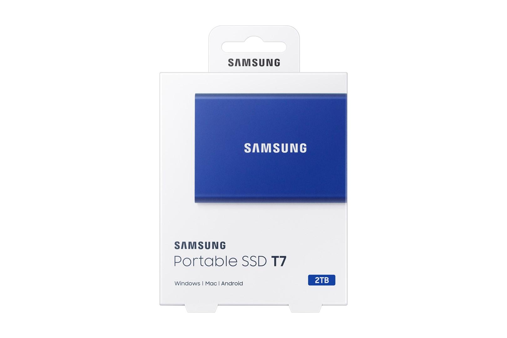 Ekstern SSD Samsung T7 2 TB USB-C 3.2 Gen 2 – Blå