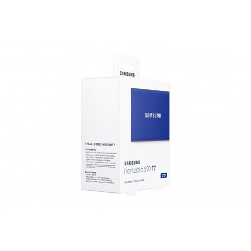 Ekstern SSD Samsung T7 2 TB USB-C 3.2 Gen 2 – Blå