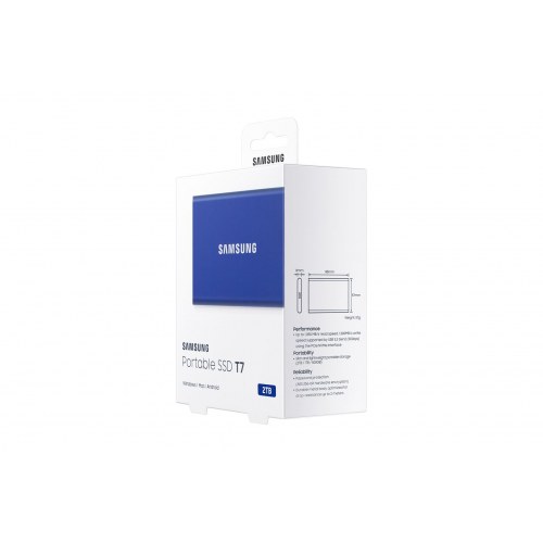 Ekstern SSD Samsung T7 2 TB USB-C 3.2 Gen 2 – Blå