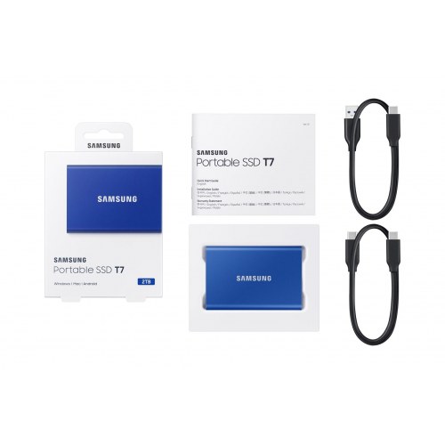 Ekstern SSD Samsung T7 2 TB USB-C 3.2 Gen 2 – Blå