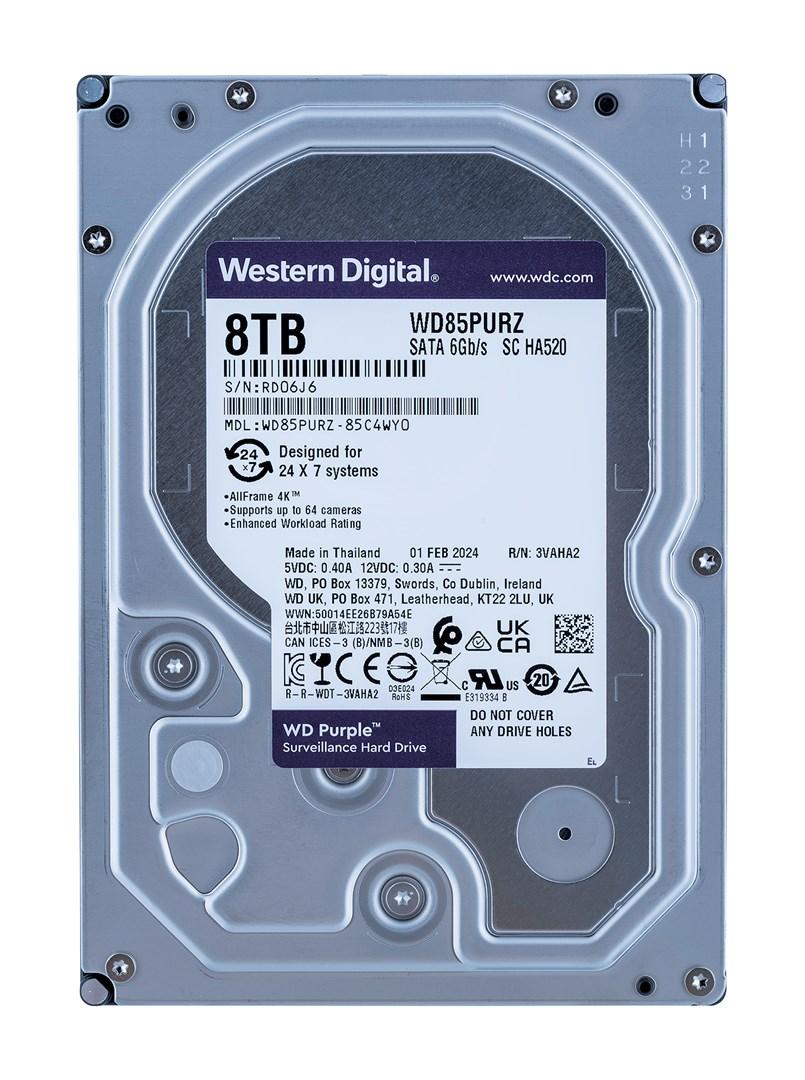 Harddisk 3,5" WD Purple 8 TB - SATA 6 Gb/s billede