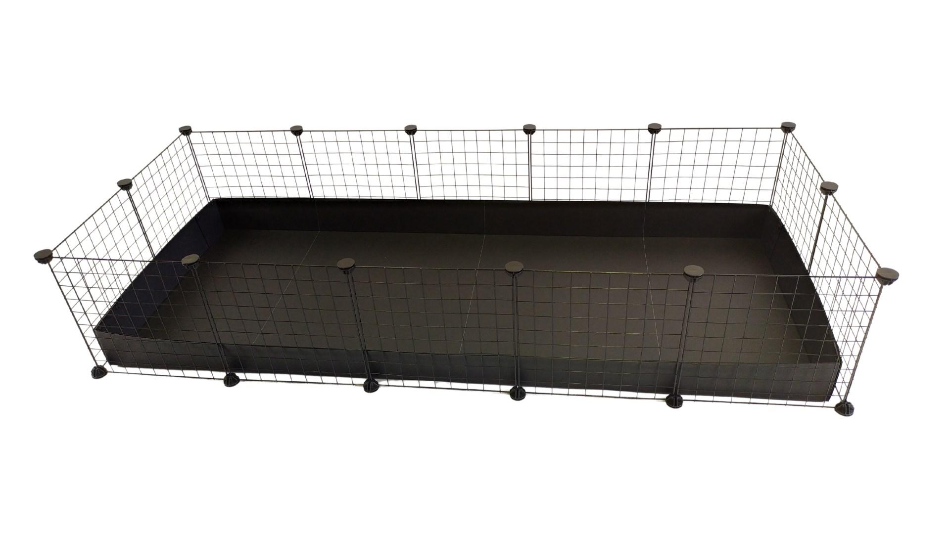 C&C 5x2 modulært bur marsvin kanin pindsvin sort, 180 x 77 x 37 cm