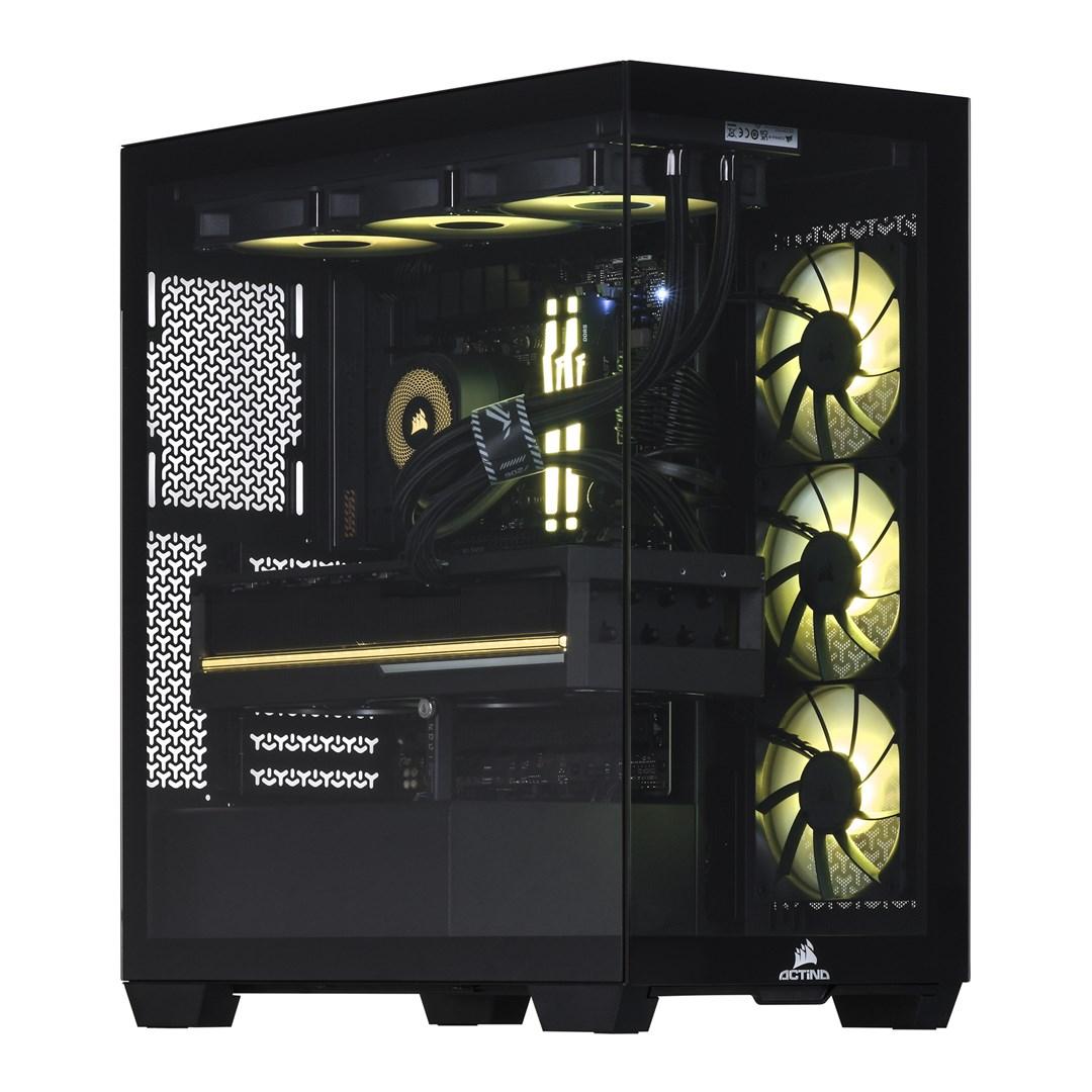 Gaming PC Actina – Ryzen 7 9800X3D, 64 GB DDR5, 2 TB NVMe SSD, GeForce RTX 5090, Midi Tower, sort