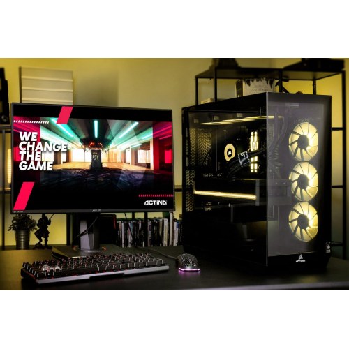 Gaming PC Actina – Ryzen 7 9800X3D, 64 GB DDR5, 2 TB NVMe SSD, GeForce RTX 5090, Midi Tower, sort