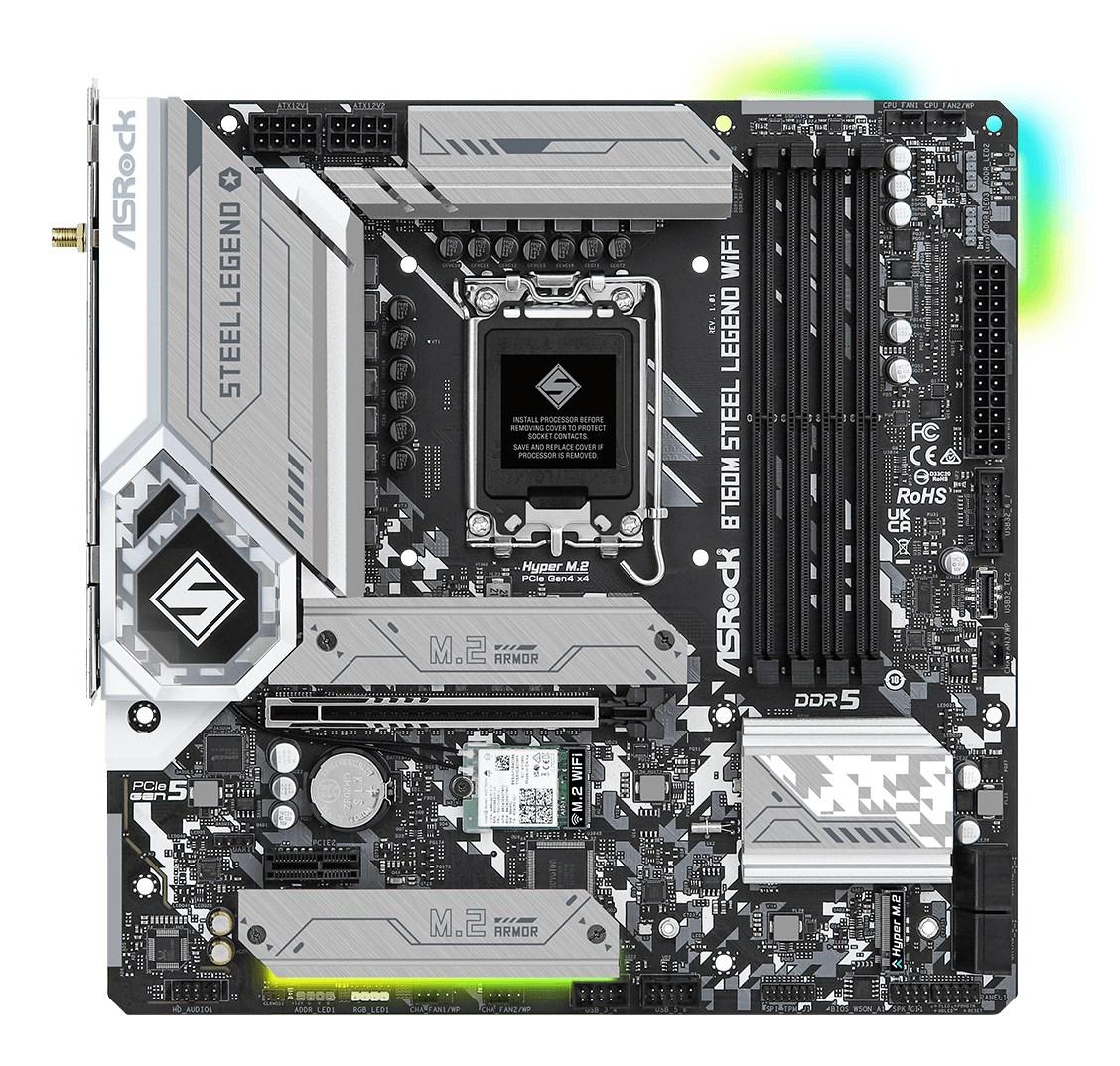 Bundkort Asrock B760M Steel Legend WiFi - Intel B760, LGA 1700, micro ATX billede