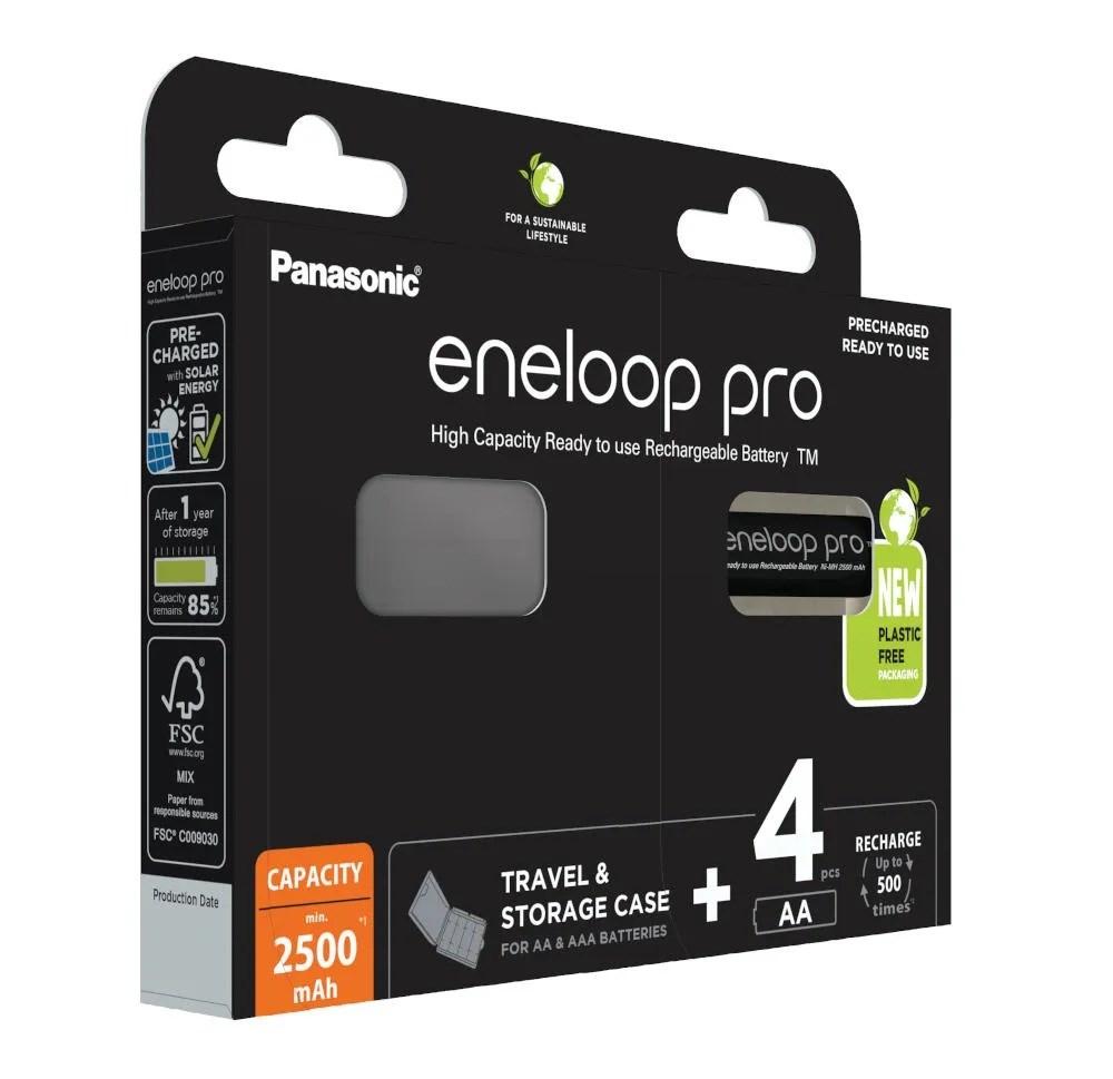 Genopladelige batterier AA Panasonic Eneloop Pro 2.500 mAh - 4 stk. + etui billede