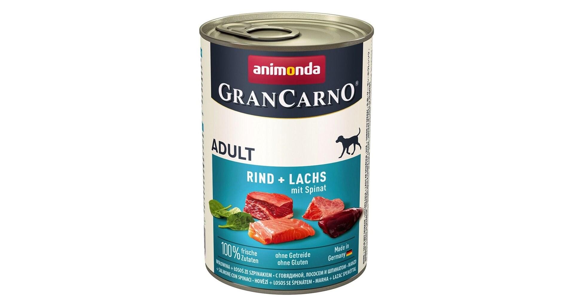 Hundefoder vådfoder animonda GranCarno Adult okse, laks og spinat 400 g