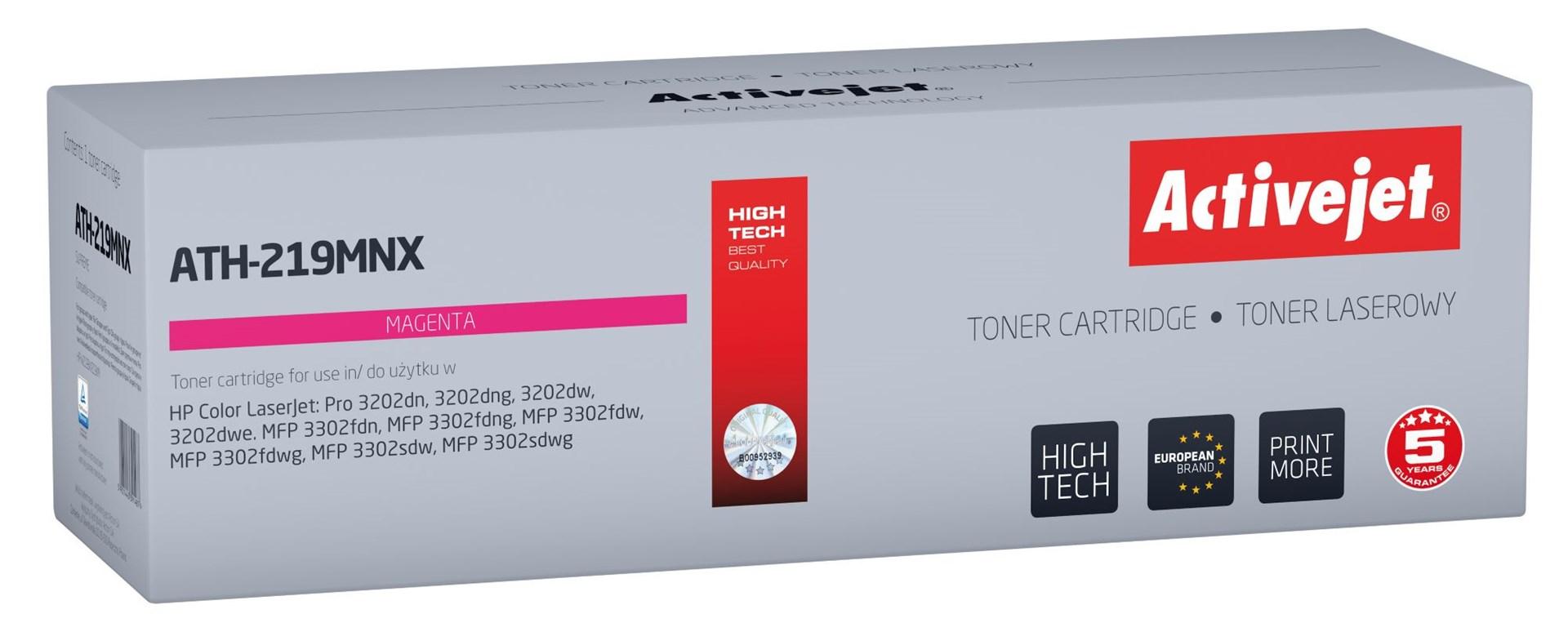 Toner til HP – Activejet ATH-219MNX, erstatter HP 219X W2193X, magenta, med chip, 2.500 sider