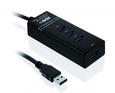 USB-hub 4 porte USB 3.2 Gen 1 iBox IUH3FB, sort