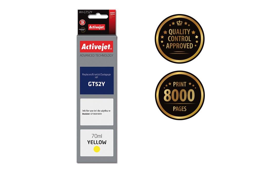 Blæk til HP – Activejet AH-GT52Y gul, 70 ml (erstatter HP GT52Y M0H56AE)