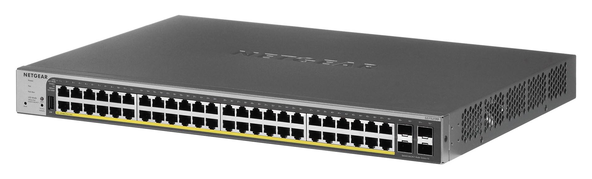 Gigabit switch NETGEAR GS752TPP - Managed L2/L3/L4 med PoE+, grå billede