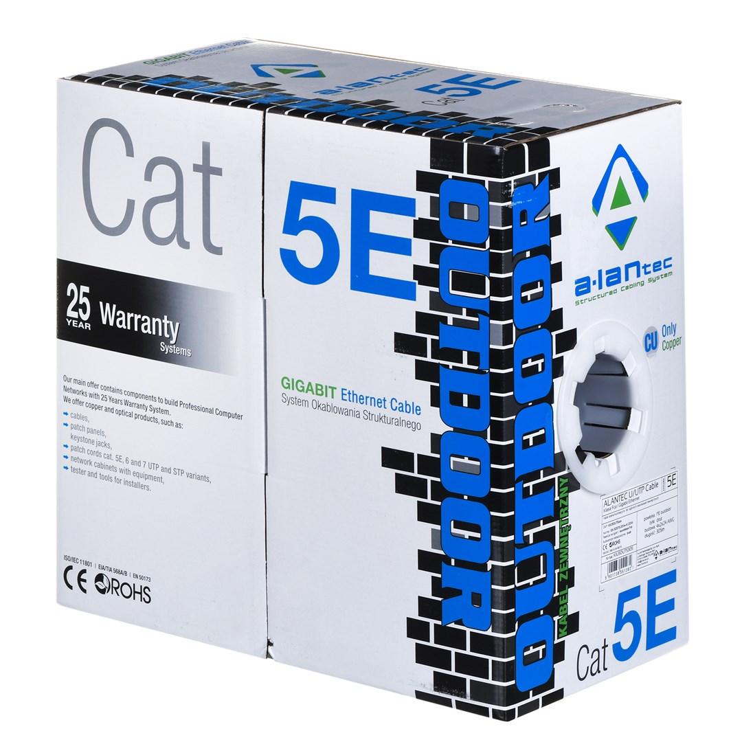 Netværkskabel Cat5e U/UTP - Alantec, 305 m, sort billede