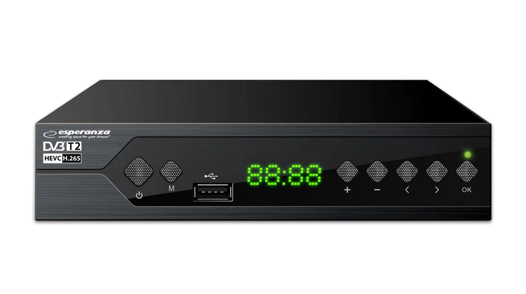 DVB-T2 set-top boks - Esperanza EV107R, sort billede