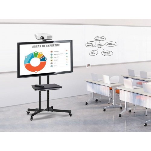 TV gulvstativ på hjul – Maclean MC-661 med beslag og 2 hylder