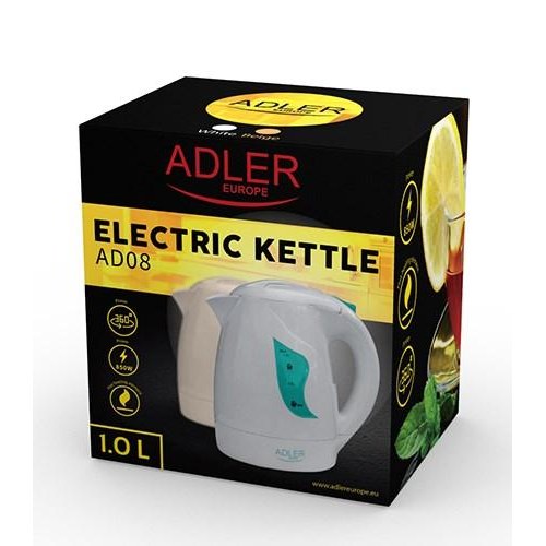 Elkedel Adler AD 08 w – 1,0 l, 850 W, hvid