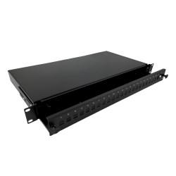 Patchpanel 1U 24-port – Alantec FOP-1U-24SCS-C, sort, rackmontering
