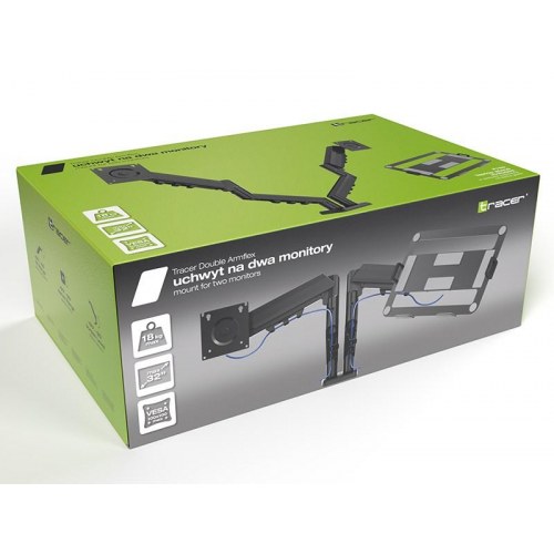 Skærmholder med dobbelt arm – Tracer Double Armflex, sort