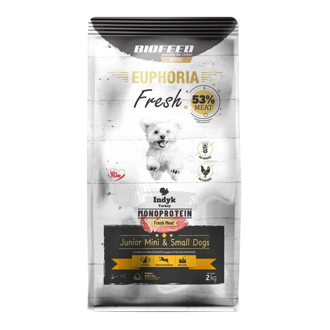 Hundefoder tørfoder BIOFEED Euphoria Fresh Junior Mini & Small Monoprotein Kalkun 2 kg