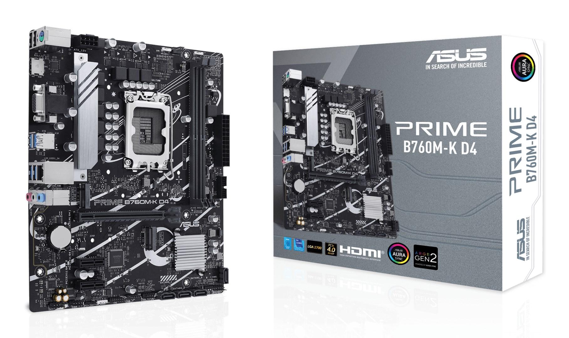 Bundkort ASUS Prime B760M-K D4 - Intel B760, LGA 1700, micro ATX billede