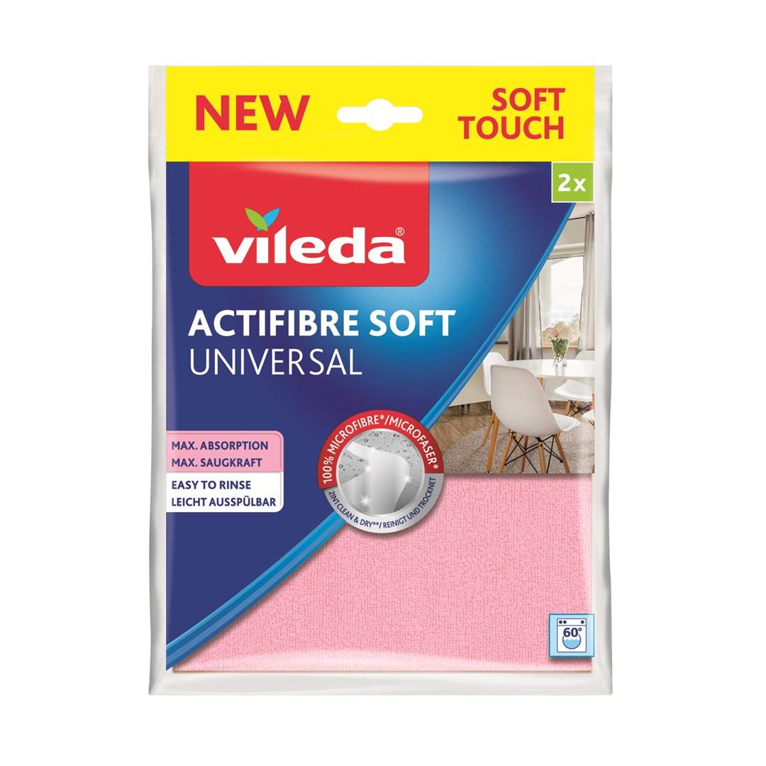 Mikrofiberklud Vileda Actifibre Soft Universal - 2 stk, grå/rosa