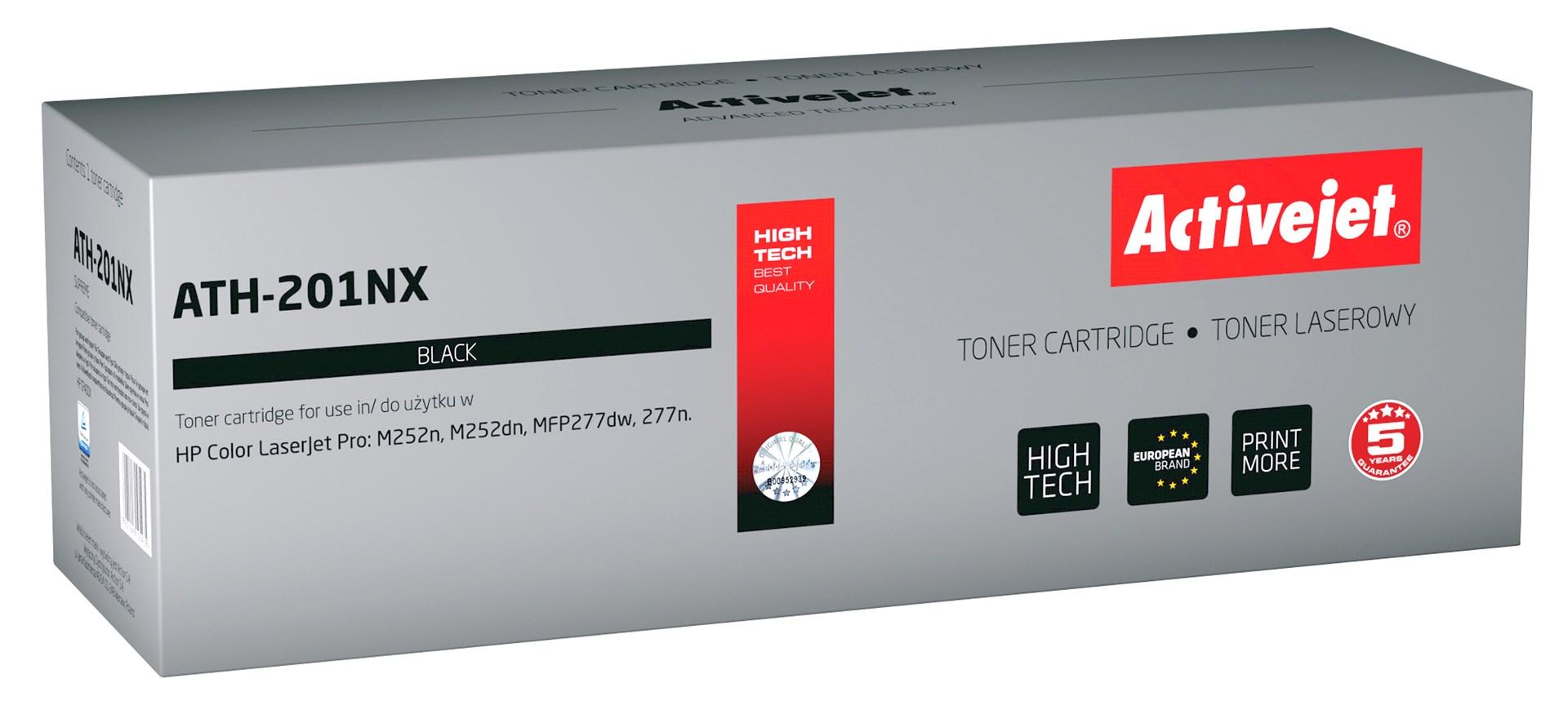 Toner til HP – Activejet ATH-201NX, sort, høj kapacitet (201X/CF400X/CRG045H), 2.800 sider