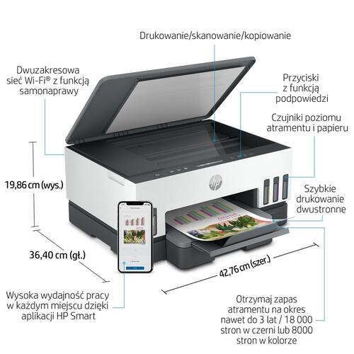 Inkjet printer HP Smart Tank 720 all-in-one A4, 4800 × 1200 dpi, 15 s/min, Wi‑Fi