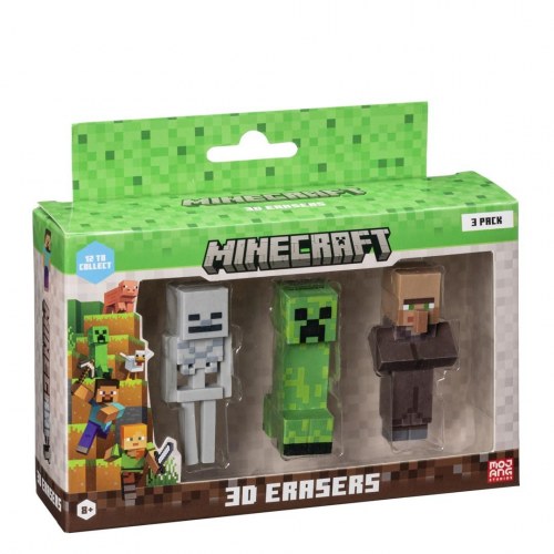Viskelædere Minecraft 3D – 3-pak Ver.D