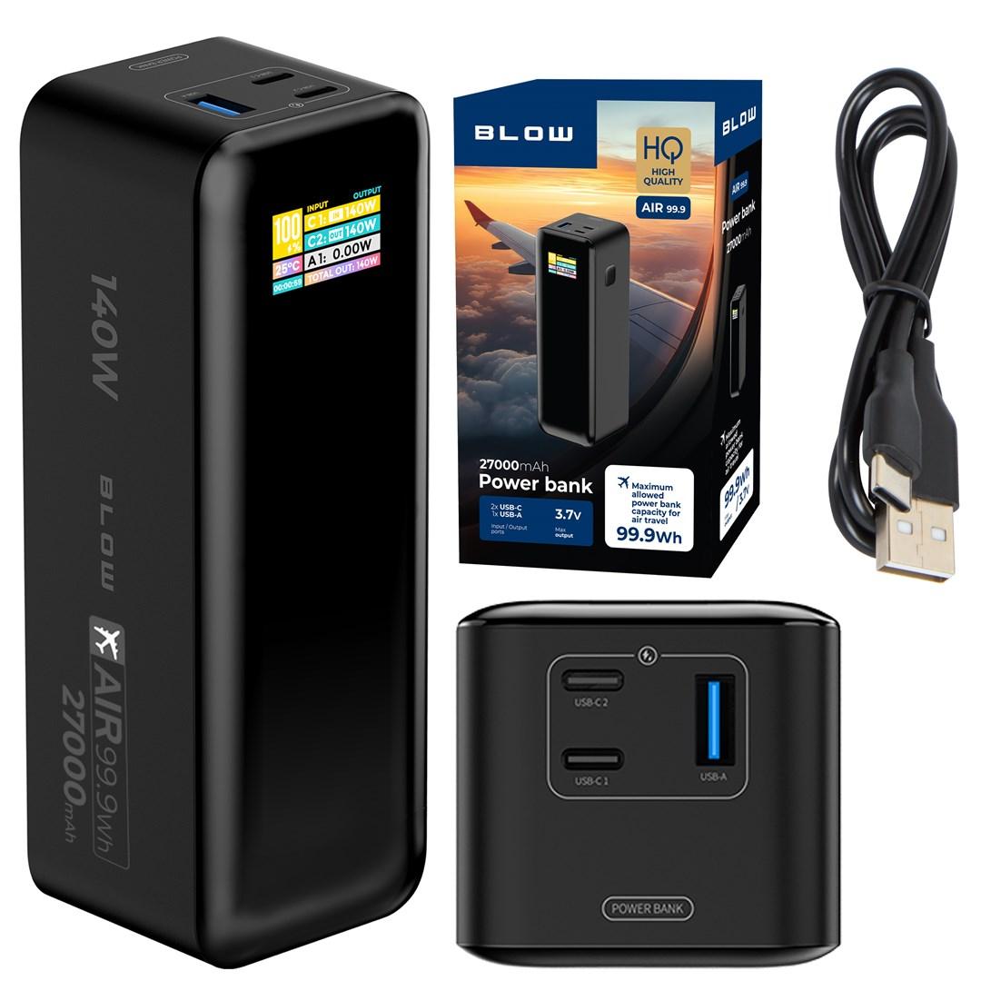 Powerbank 27.000 mAh 140 W PD med LCD – BLOW AIR 99.9