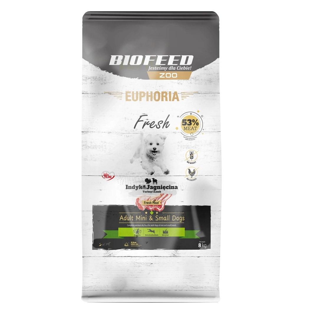 Hundefoder tørfoder BIOFEED Euphoria Fresh Adult Mini & Small – kalkun med lam, 8 kg