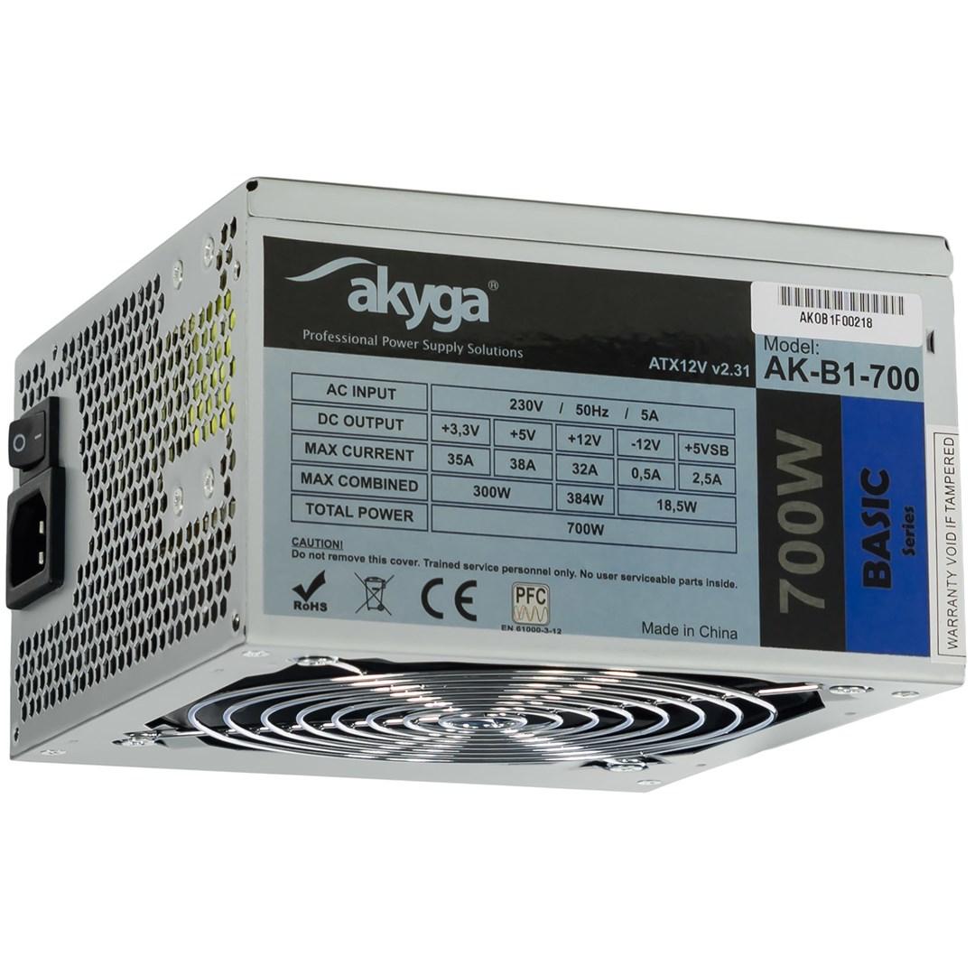 Strømforsyning ATX 700 W - Akyga AK-B1-700, grå, 20+4 pin billede