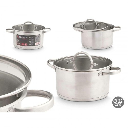 Gryde med glaslåg Kinvara - induktion, 3,8 l, sølvfarvet (6 stk.)