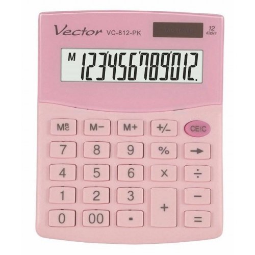 Lommeregner til kontor - VECTOR VC-812 PK, pink, 12-cifret