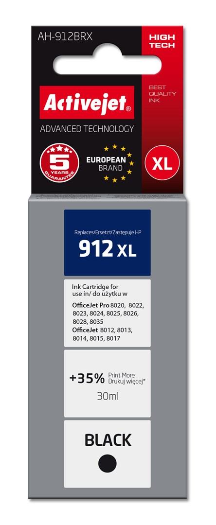 Blækpatron til printer – Activejet AH-912BRX (erstatning for HP 912XL, sort, 30 ml, XL, ca. 1.100 sider)