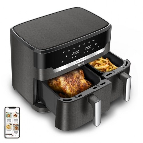 Airfryer Tefal Easy Fry Dual XXL 11 l – 2 skuffer, 2.020 W, grå
