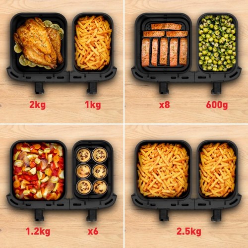Airfryer Tefal Easy Fry Dual XXL 11 l – 2 skuffer, 2.020 W, grå