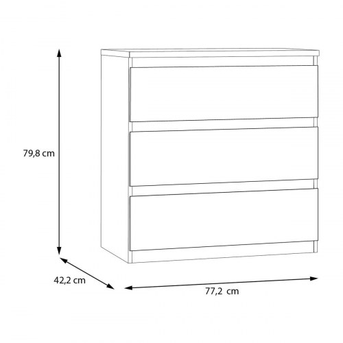 Kommode med 3 skuffer - Grøn