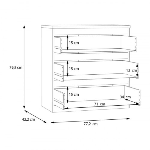 Kommode med 3 skuffer - Grøn