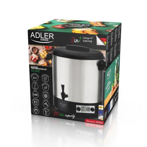 Pasteuriseringskoger 28 l – Adler AD 4496, digital timer og tappehane