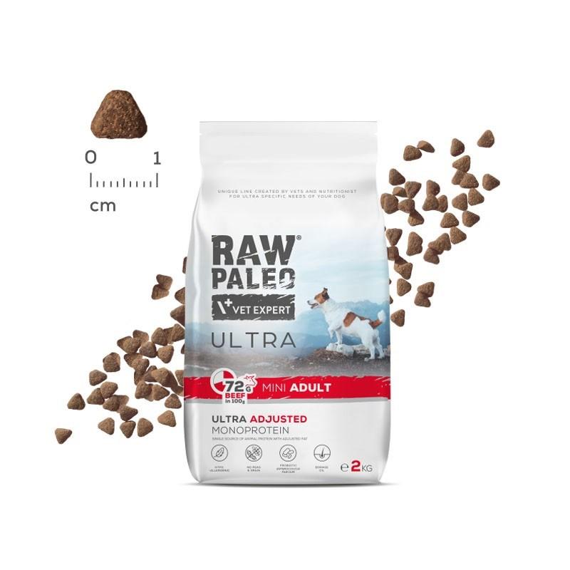 Hundefoder tørfoder – VetExpert Raw Paleo Ultra Mini Adult med oksekød, 2 kg