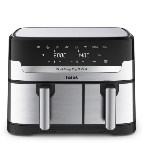 Airfryer Tefal Dual Easy Fry & Grill 8,3 l – dobbelt skuffe, 2.700 W, rustfrit stål